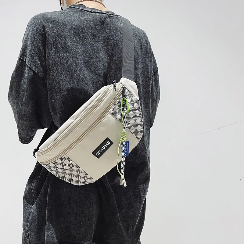 MOK Nylon Crossbody One Shoulder Sling Bags Unisex White/Black/Green/Blue-2