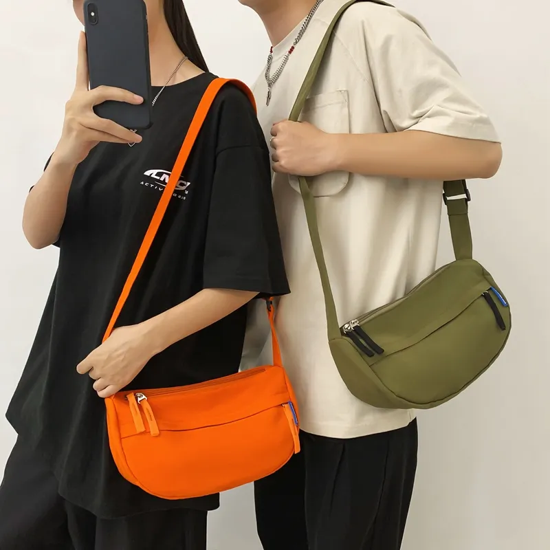 MOK Nylon Crossbody Bag Unisex White/Black/Orange Red/Lemon/Army Green-18