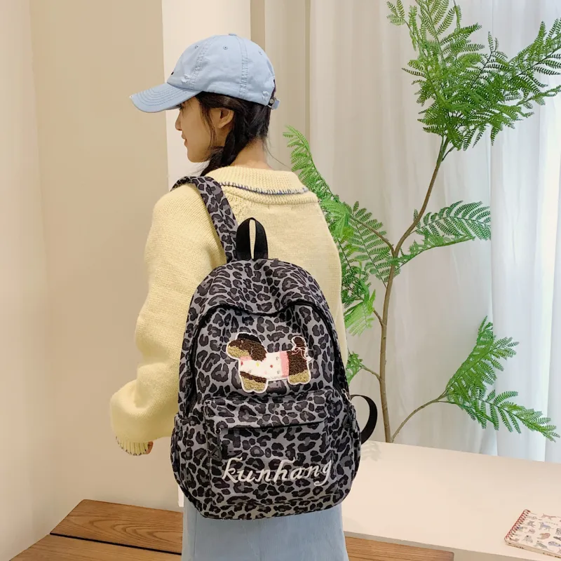 MOK Fabric Backpack Women's White/Black/Green/Brown-8