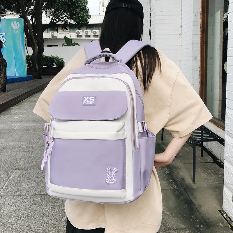 MOK Nylon Backpack Regular Unisex Pink/Black/Purple/Green/Blue-5