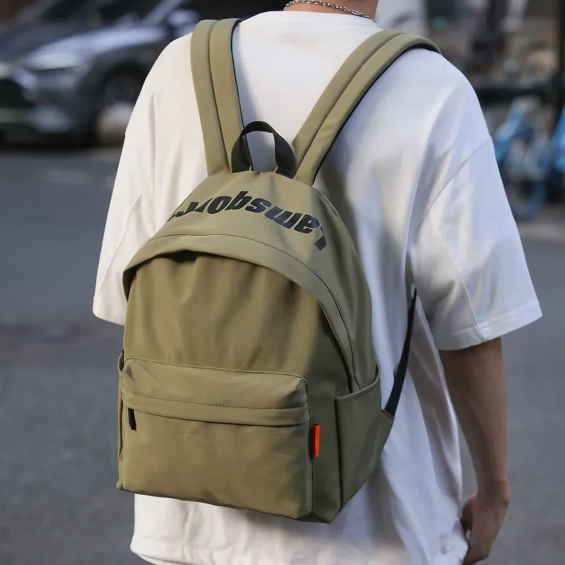 MOK Nylon Backpack Unisex Ivory/Black/Burgundy/Light Brown/Green-9