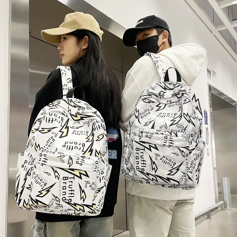 MOK Nylon Backpacks Backpack Unisex White/Gray/Black-10