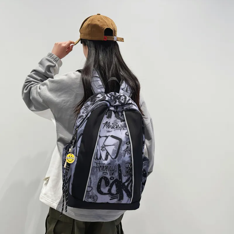 MOK Nylon Backpack Regular Unisex Black/Gray/Blue-10