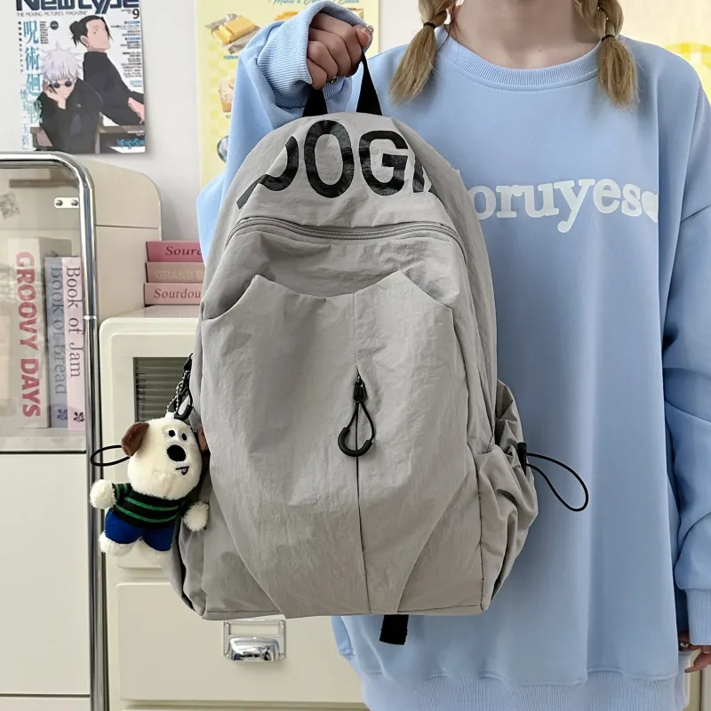 MOK Nylon Backpack Regular Unisex Green/White/Black/Light Gray/Orange-13