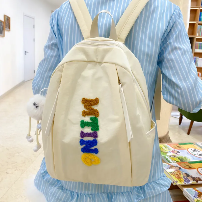 MOK Nylon Backpack Unisex Ecru/Black/Yellow/Khaki/Neon Green-3