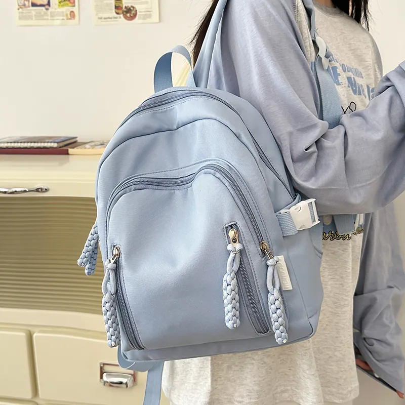 MOK Nylon Backpack Women's White/Black/Pink/Yellow/Blue-11