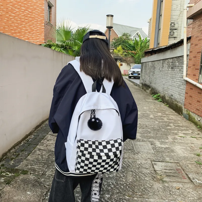 MOK Nylon Backpack Unisex Checkerboard/White/Black-4
