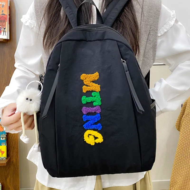 MOK Nylon Backpack Unisex Ecru/Black/Yellow/Khaki/Neon Green-8