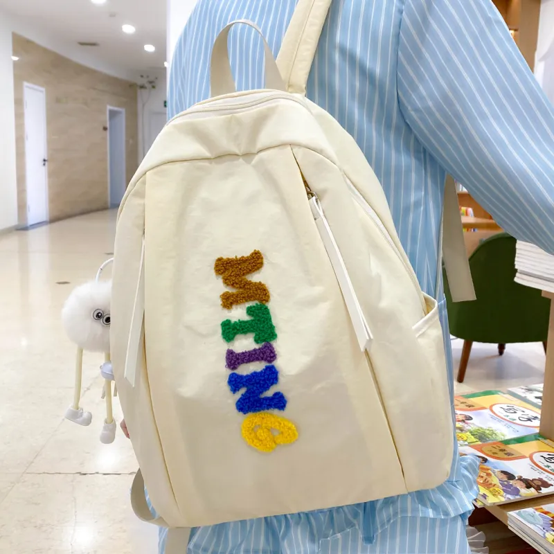 MOK Nylon Backpack Unisex Ecru/Black/Yellow/Khaki/Neon Green-2