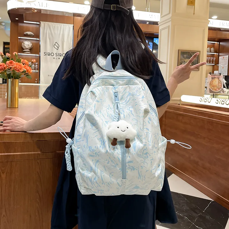 MOK Nylon Backpack Regular Unisex White/Black/Red/Light Blue-9