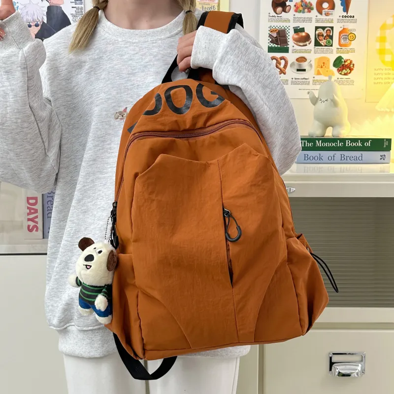 MOK Nylon Backpack Regular Unisex Green/White/Black/Light Gray/Orange-19