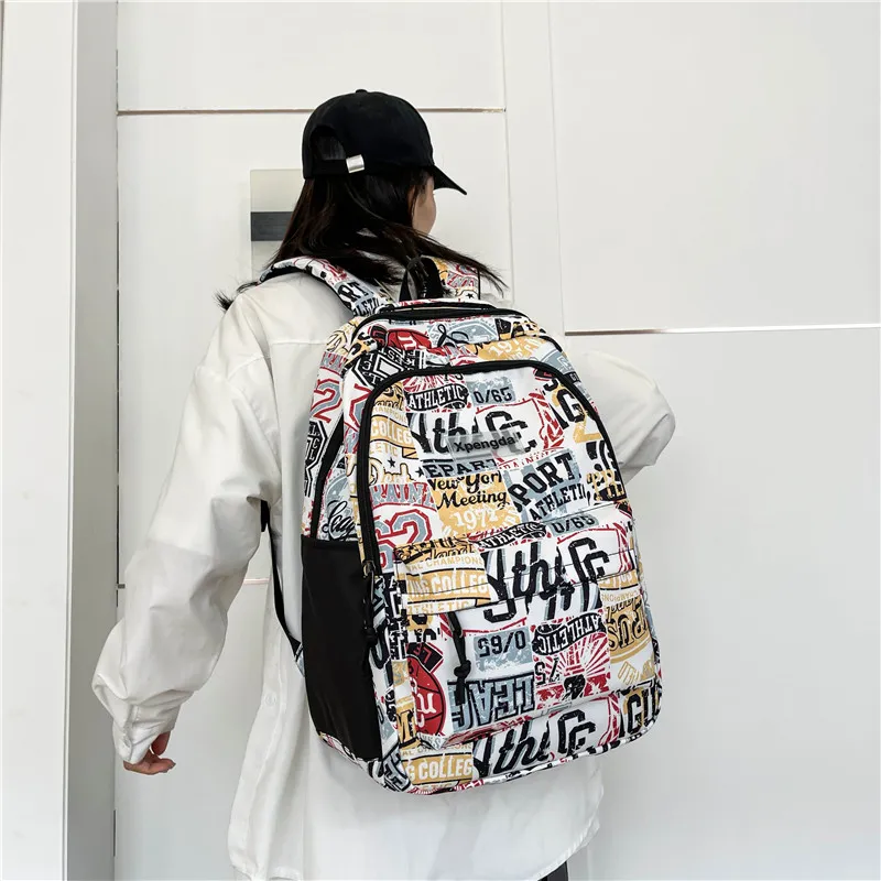 MOK Nylon Backpack Unisex White/Gray/Black-3