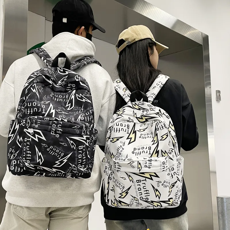 MOK Nylon Backpacks Backpack Unisex White/Gray/Black-16