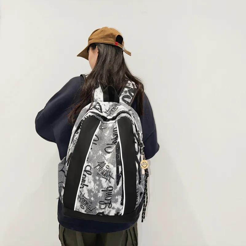 MOK Nylon Backpack Regular Unisex Black/Gray/Blue-6