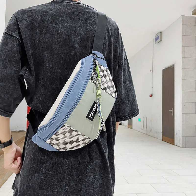 MOK Nylon Crossbody One Shoulder Sling Bags Unisex White/Black/Green/Blue-8