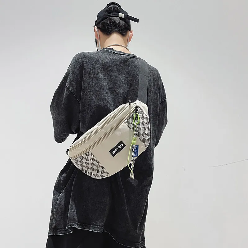 MOK Nylon Crossbody One Shoulder Sling Bags Unisex White/Black/Green/Blue-1