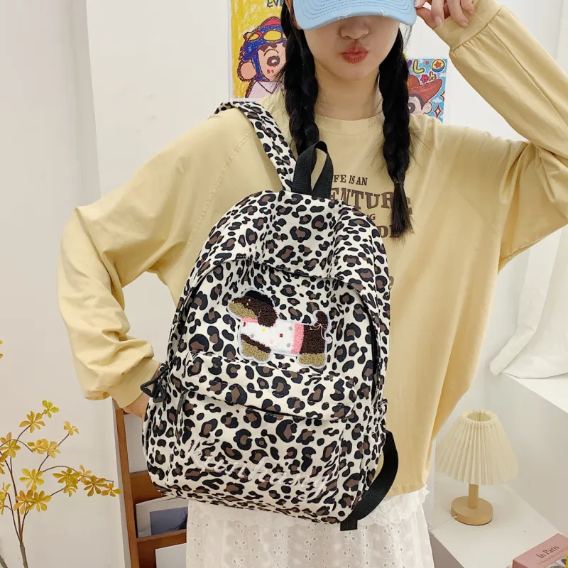 MOK Fabric Backpack Women's White/Black/Green/Brown-3