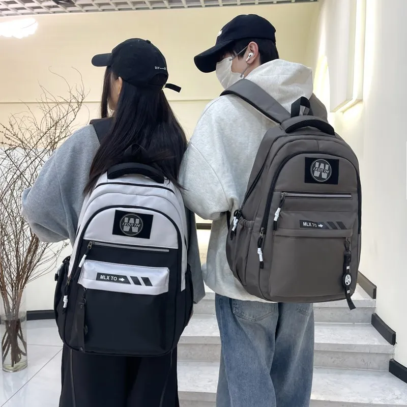 MOK Oxford Backpacks Unisex Light Gray/Black/Blue/Dark Gray/Coffee-3