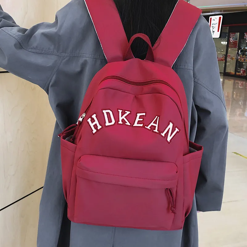 MOK Nylon Backpack Unisex White/Black/Red/Khaki/Brown-9