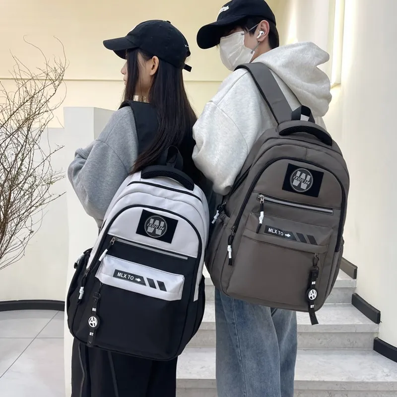 MOK Oxford Backpacks Unisex Light Gray/Black/Blue/Dark Gray/Coffee-4