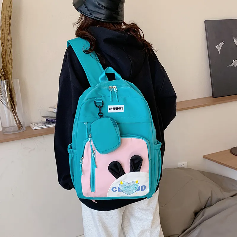 MOK Nylon Backpack Women's Black/Purple/Green/Blue-5