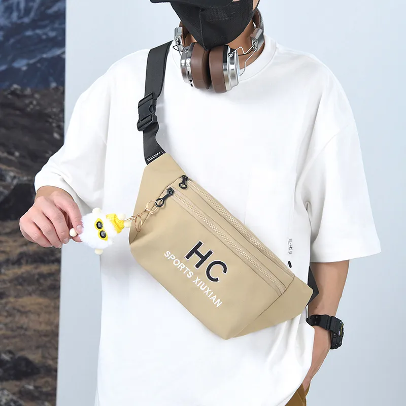 MOK Waterproof Fabric Sling Bag Regular Unisex Ecru/Black/Orange Red/Red/Khaki/Army Green-17