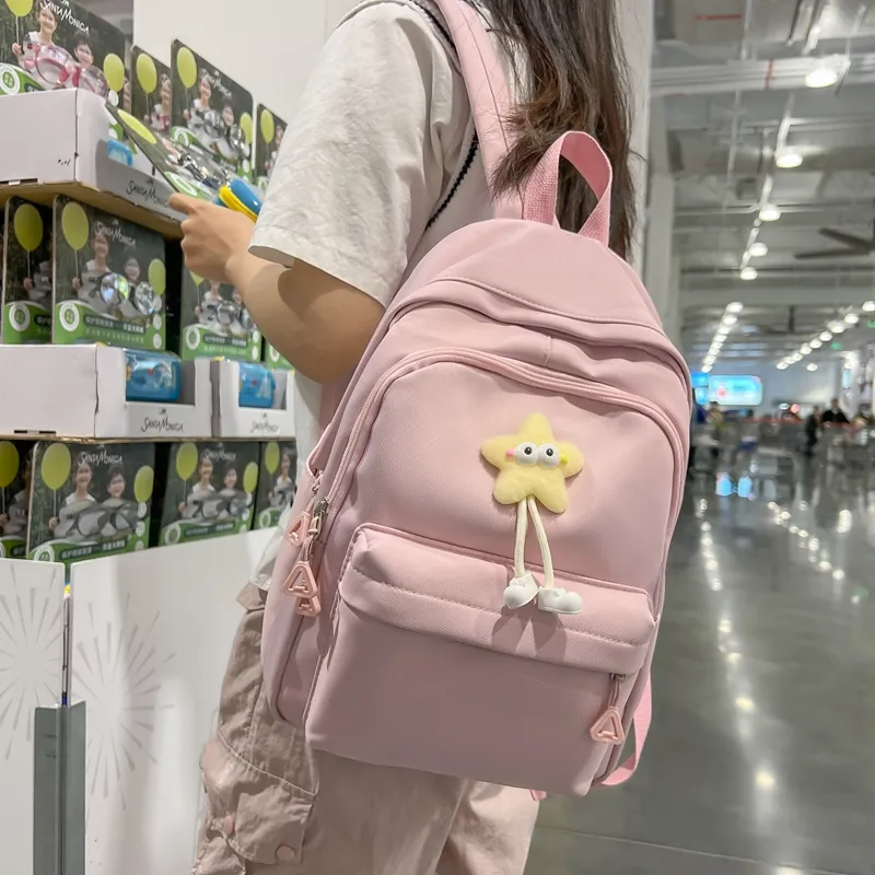 MOK Nylon Backpack Unisex Ecru/Black/Yellow/Green/Pink-8