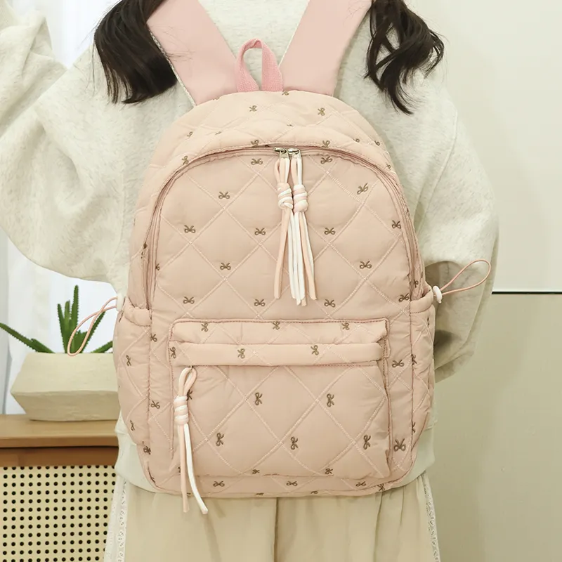 MOK Oxford Backpack Women's Black/Pink/Burgundy/Light Brown/Beige-7