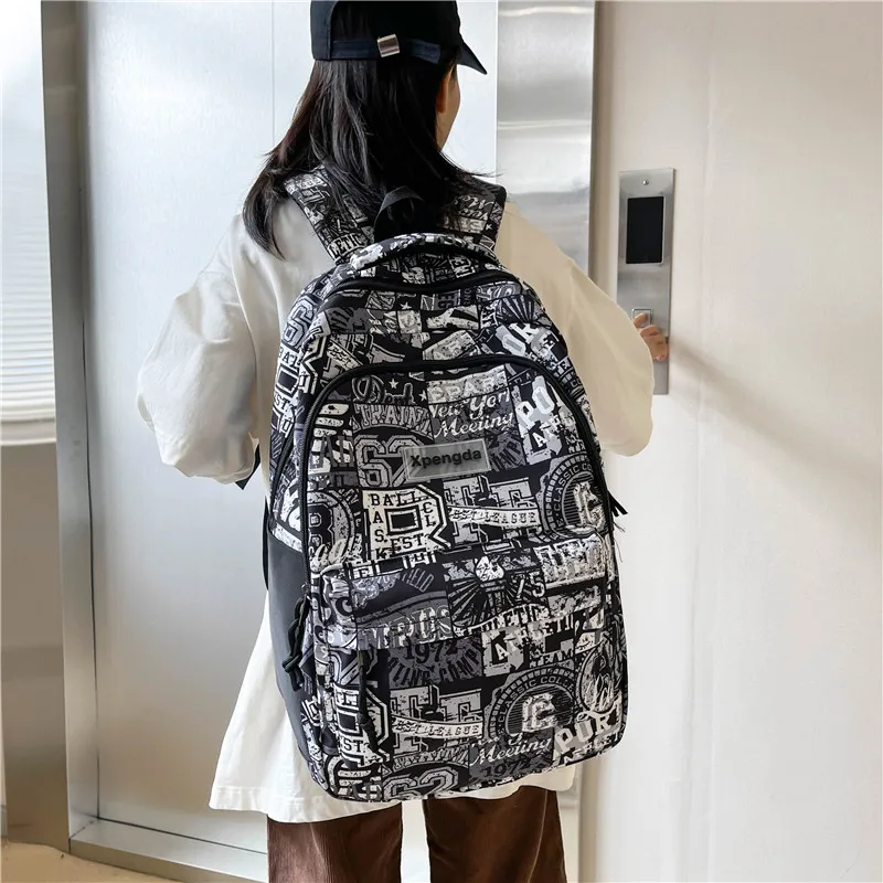 MOK Nylon Backpack Unisex White/Gray/Black-5