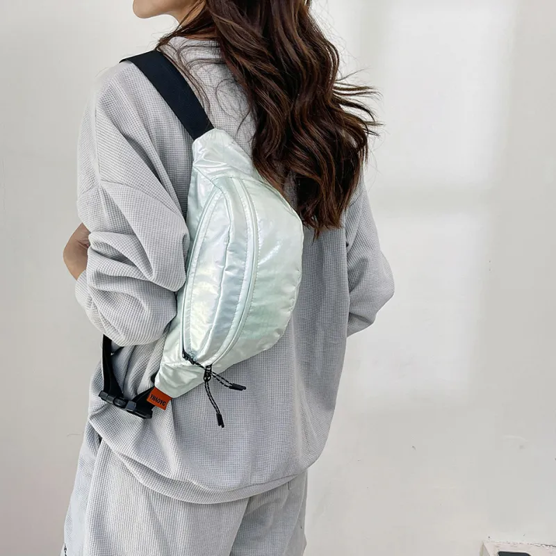 MOK Nylon Sling Bag Unisex White/Light Purple/Light Green-8