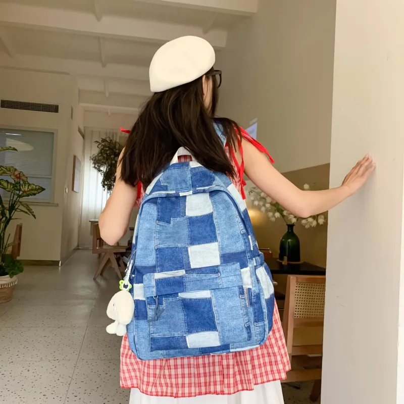 MOK Nylon Backpack Women's Gray/Pink/Khaki/Royal Blue-8