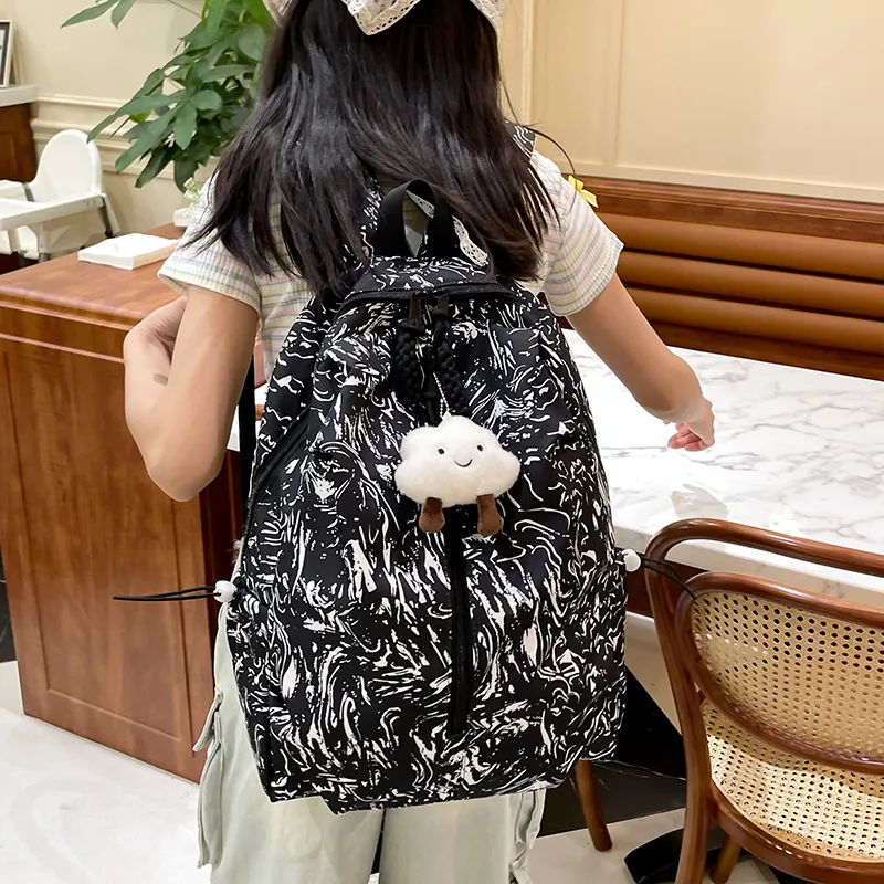 MOK Nylon Backpack Regular Unisex White/Black/Red/Light Blue-4