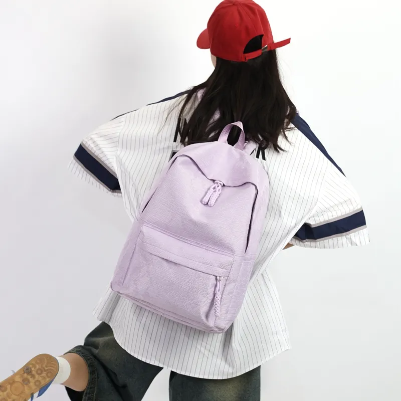 MOK Nylon Backpack Unisex White/Black/Purple/Light Green/Pink-3