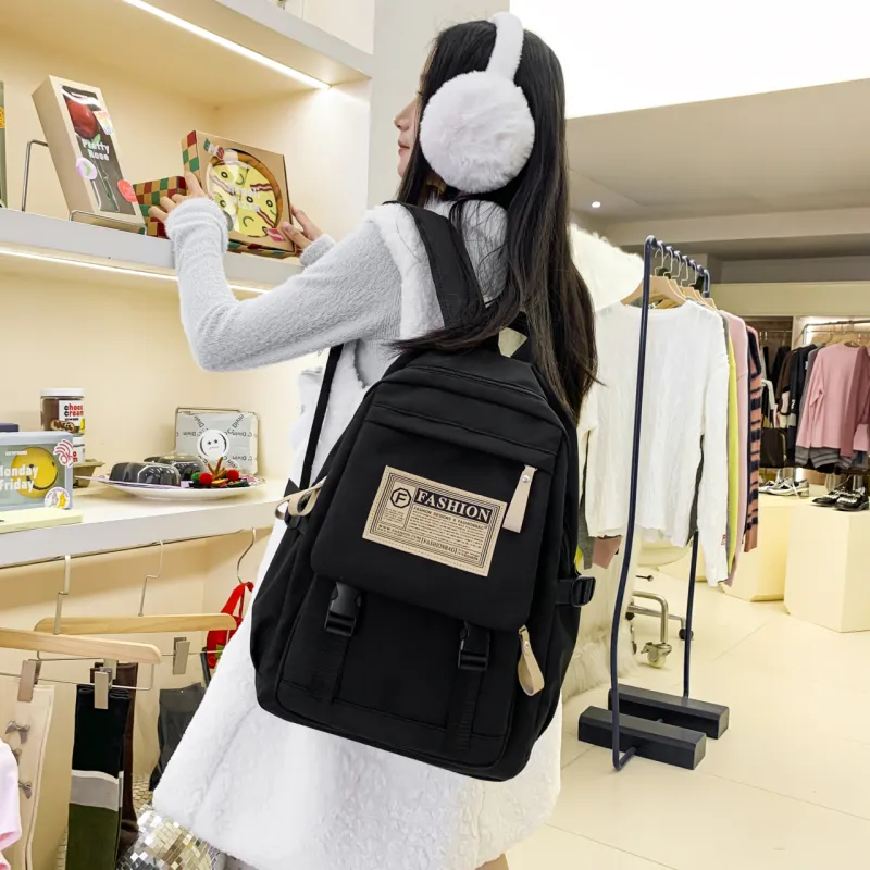 MOK Nylon Backpack Regular Unisex White/Black/Burgundy/Khaki-8