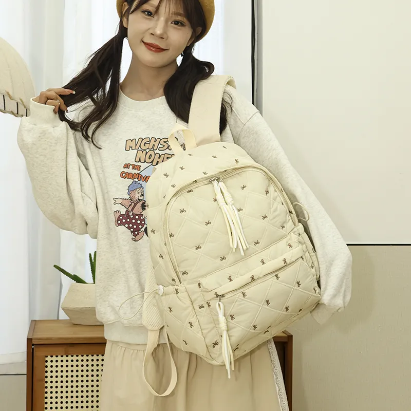 MOK Oxford Backpack Women's Black/Pink/Burgundy/Light Brown/Beige-22