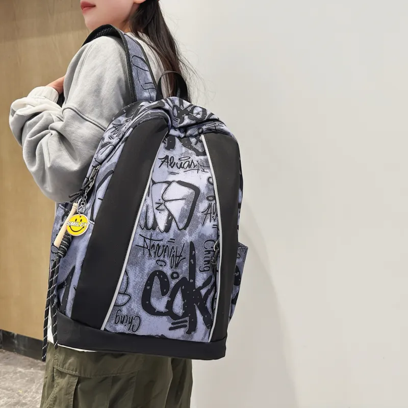 MOK Nylon Backpack Regular Unisex Black/Gray/Blue-9