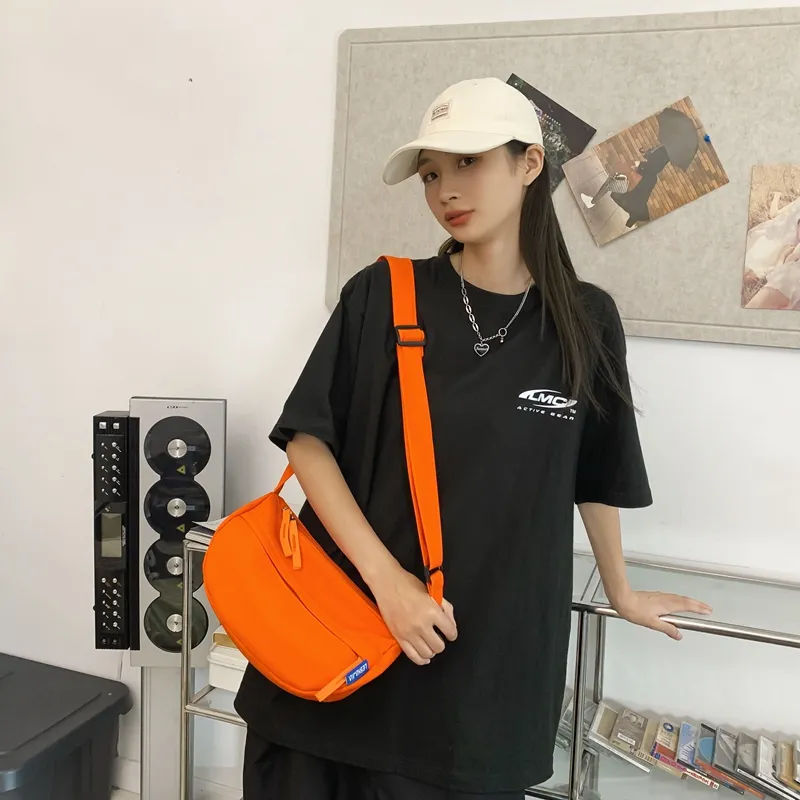 MOK Nylon Crossbody Bag Unisex White/Black/Orange Red/Lemon/Army Green-15