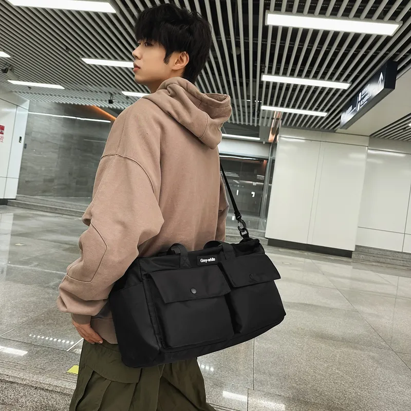 MOK Nylon Travel Bag Unisex Orange Black Green-4