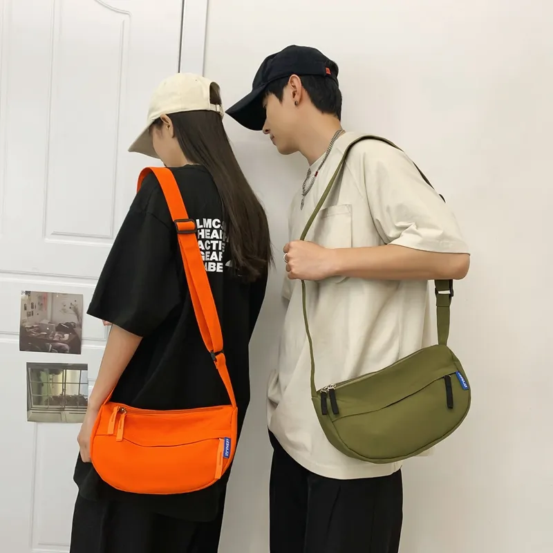 MOK Nylon Crossbody Bag Unisex White/Black/Orange Red/Lemon/Army Green-19