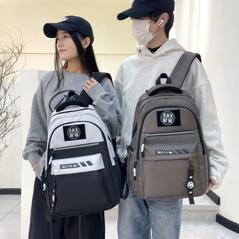 MOK Oxford Backpacks Unisex Light Gray/Black/Blue/Dark Gray/Coffee-5
