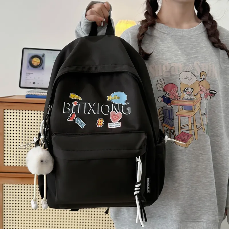MOK Nylon Backpack Regular Women's White/Black/Yellow/Pink-10