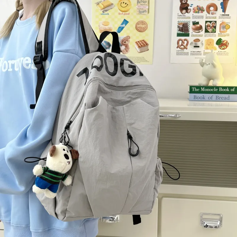 MOK Nylon Backpack Regular Unisex Green/White/Black/Light Gray/Orange-15