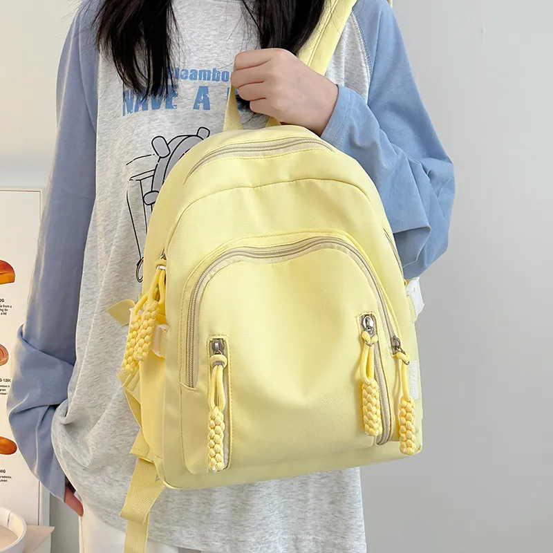 MOK Nylon Backpack Women's White/Black/Pink/Yellow/Blue-8