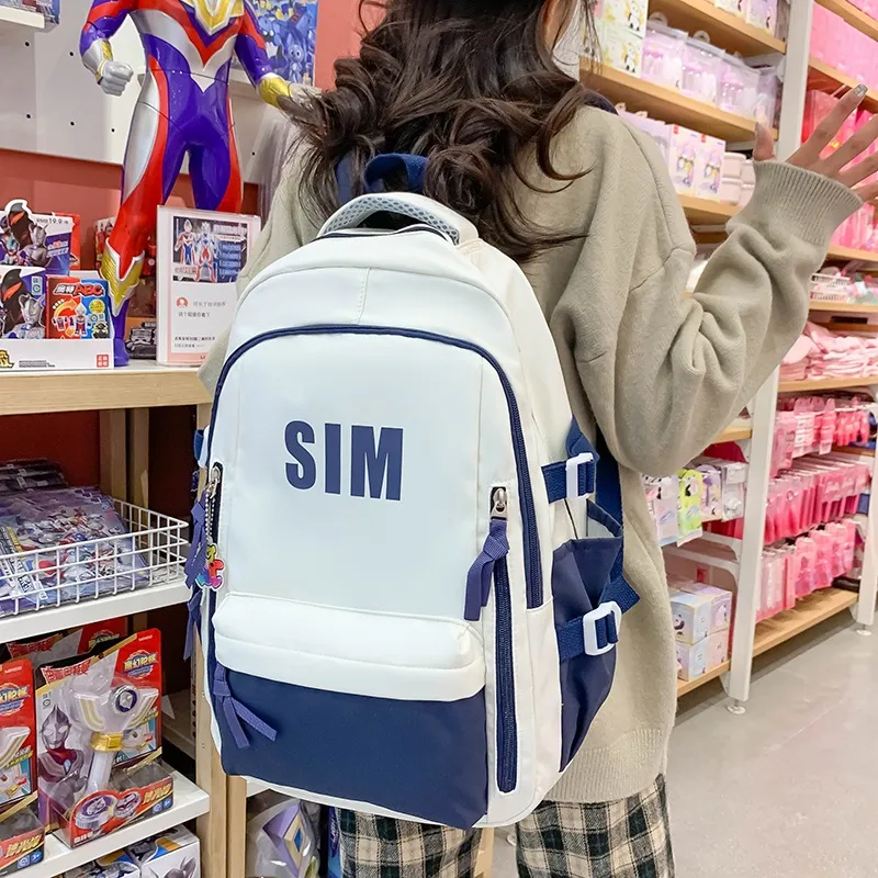 MOK Nylon Backpack Unisex Red/Blue/Black/Brown Green-4