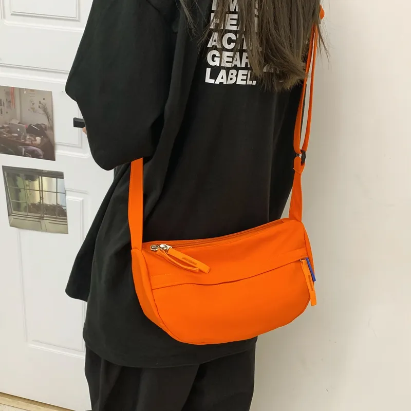 MOK Nylon Crossbody Bag Unisex White/Black/Orange Red/Lemon/Army Green-14