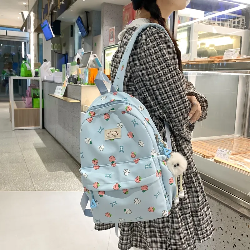 MOK Nylon Backpack Unisex White/Purple/Green/Blue/Pink-5