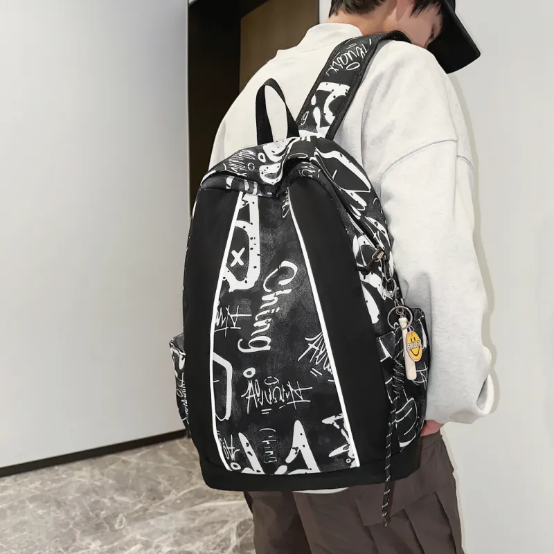 MOK Nylon Backpack Regular Unisex Black/Gray/Blue-2