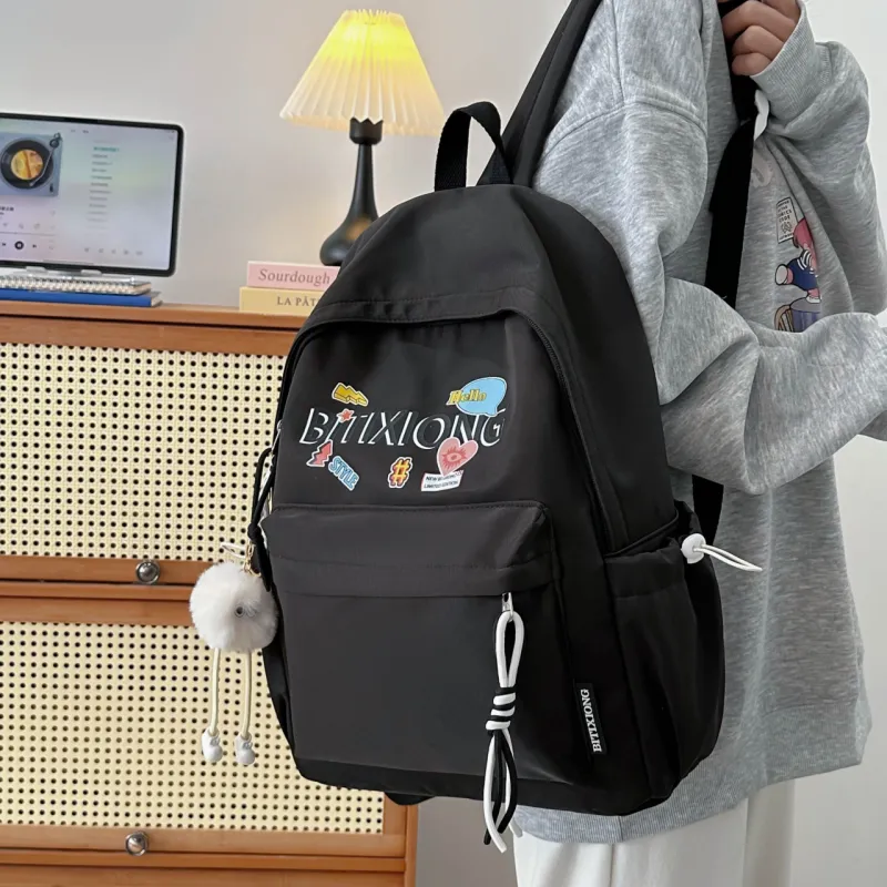 MOK Nylon Backpack Regular Women's White/Black/Yellow/Pink-7