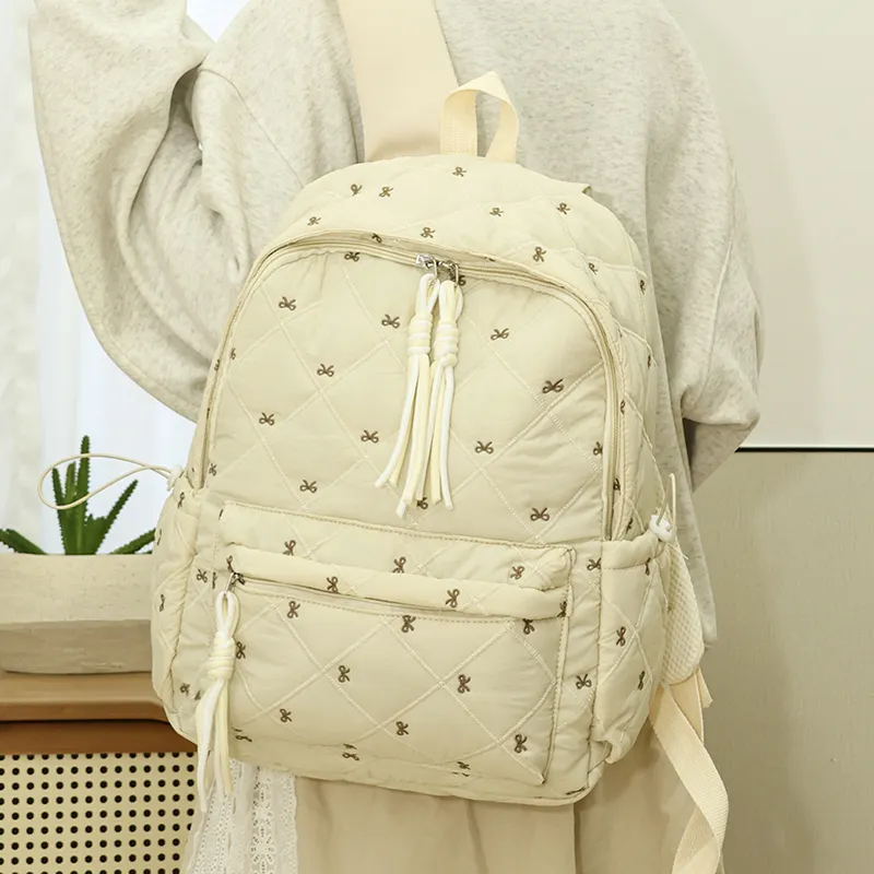 MOK Oxford Backpack Women's Black/Pink/Burgundy/Light Brown/Beige-23