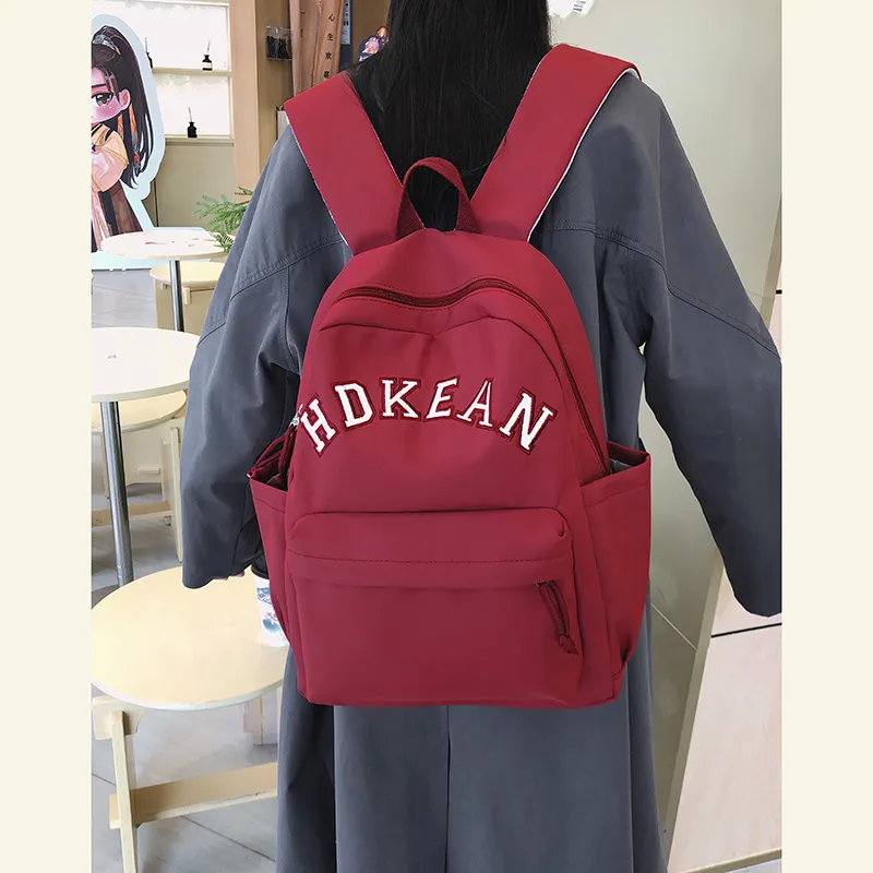 MOK Nylon Backpack Unisex White/Black/Red/Khaki/Brown-8